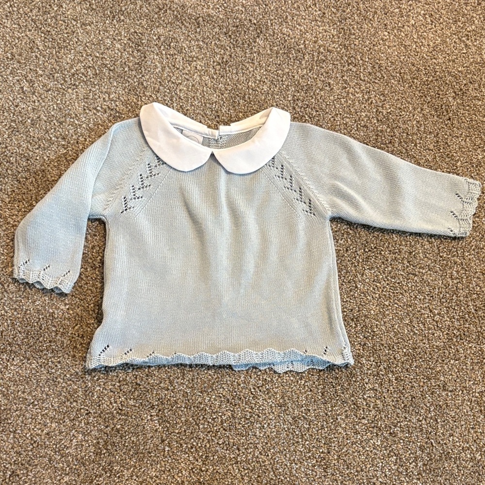 Pepa London Blue Knit Kids Top with White Collar